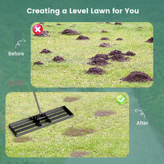 75/91/106 x 25cm Lawn Leveling Rak with Ergonomic Handle-91 x 25 cm-Black