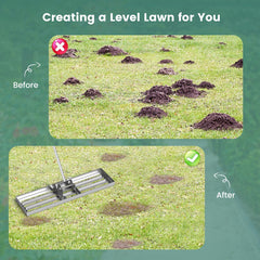 75/91/106 x 25cm Lawn Leveling Rak with Ergonomic Handle-91 x 25 cm-Silver