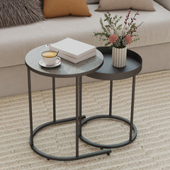 HOMCOM Set of Two Industrial Nesting Tables - Grey