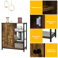Industrial Styled Freestanding Storage Cupboard with 3 Side Shelves