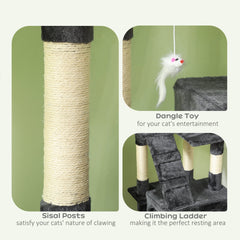 PawHut Cat Tree Scratching House, Activity Play Centre