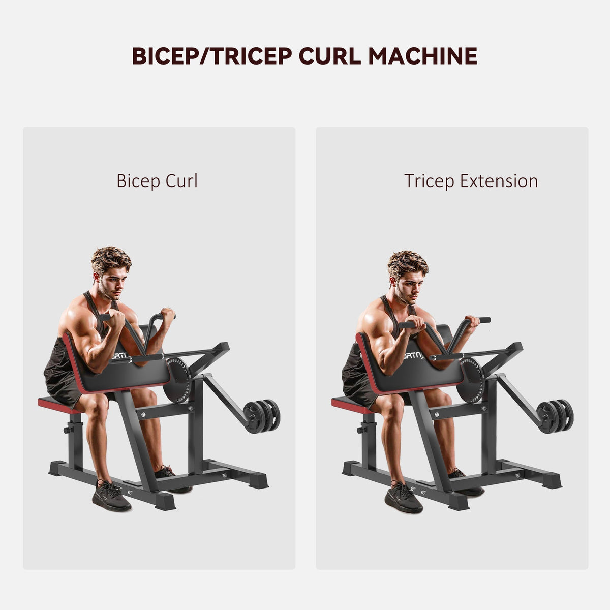 SPORTNOW Adjustable Preacher Curl Bench, Multi-Functional Weight Bench with Handlebar and Elbow Cushion for Home and Outdoor Gym