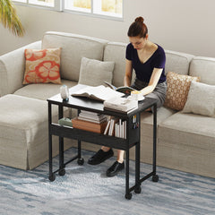HOMCOM 80 cm Drop Leaf Writing Work Desk - Black