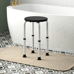 HOMCOM Shower Chair, Height Adjustable Aluminium Shower Stool with Non-Slip Feet for Disabled, Elderly, Black