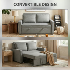 HOMCOM Double Sofa Bed Click Clack Sofa Bed Pull Out Bed with Adjustable Backrest for Living Room and Bedroom Grey