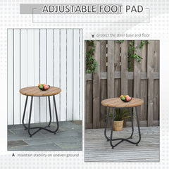Outsunny Round Outdoor Side Table Adjustable Leg Pads Garden Table 49 x 49 x 48 cm Natural Wood & Black - product image 5
