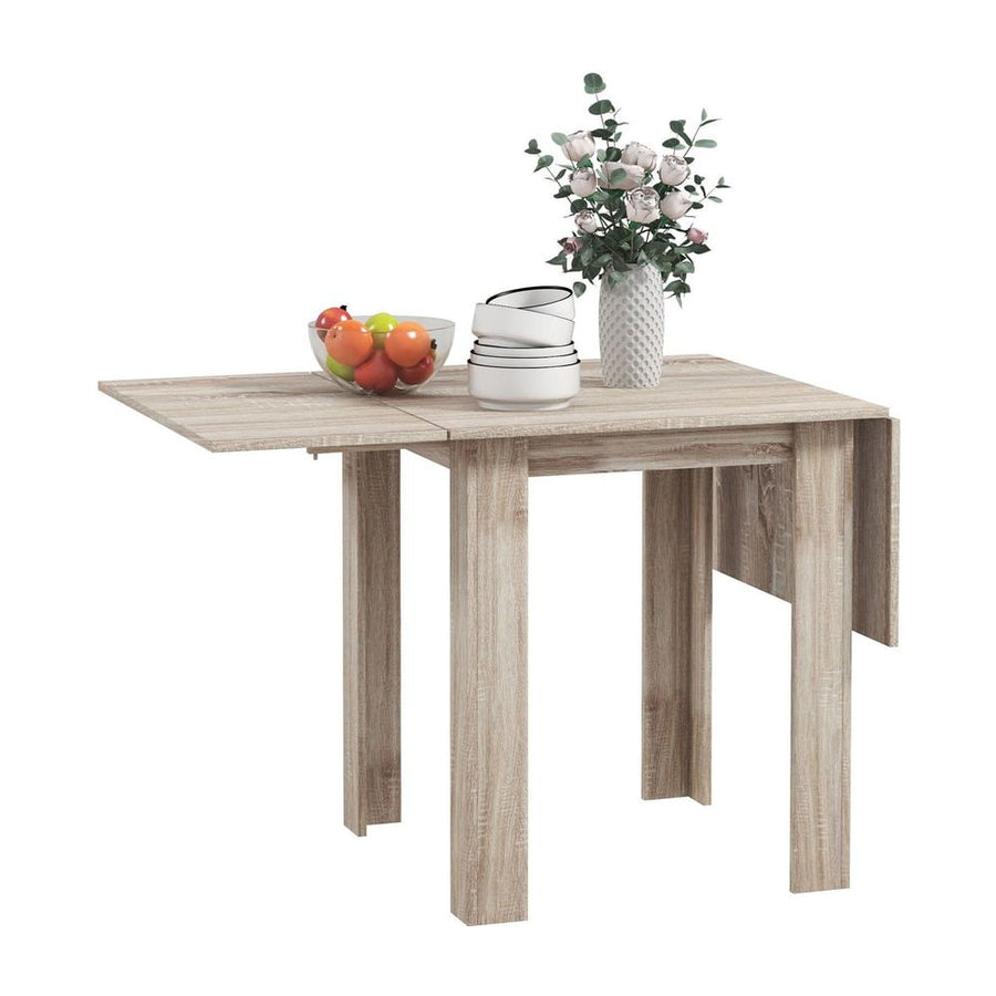 HOMCOM Four-Seater Drop Leaf Dining Table - Wood Effect