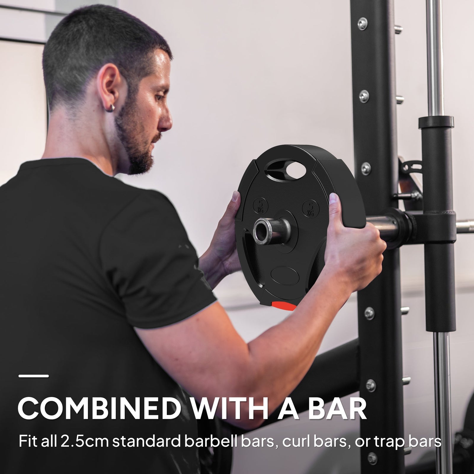 SPORTNOW Olympic Weight Plates Set, with Two 5kg and Two 2.5kg weights, Black