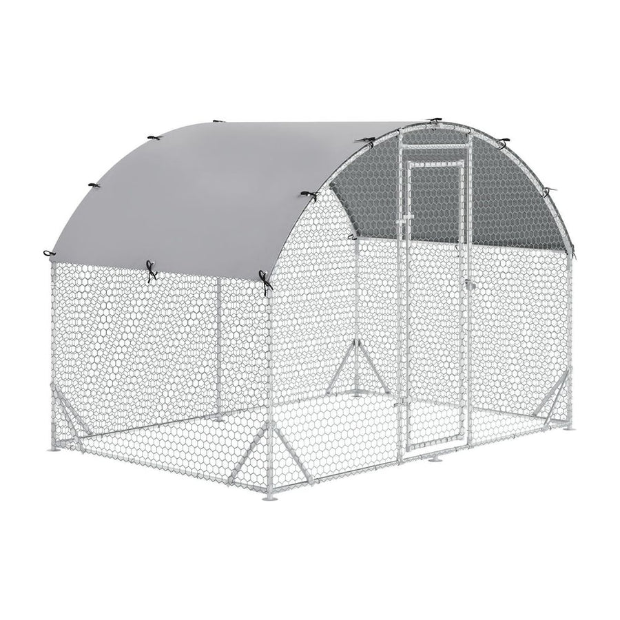 PawHut Walk In Chicken Run Galvanised Chicken Coop Hen Poultry House Cage Pet Playpen Garden with Water-Resist Cover, 2.8 x