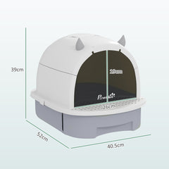 PawHut Enclosed Cat Litter Box w/ Pull-Out Drawer, Scoop, Deodorising Bags for Odour Control, Privacy, Portable, Easy to Clean