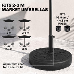 Outsunny Garden Parasol Base Holder, Outdoor Market Umbrella Stand Weight with Built-In Handle, 25kg Water or 35kg Sand Filled, Black