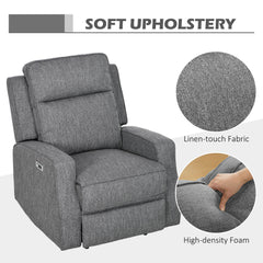 HOMCOM 150 Electric Reclining Chair, with USB port and Footrest - Charcoal Grey