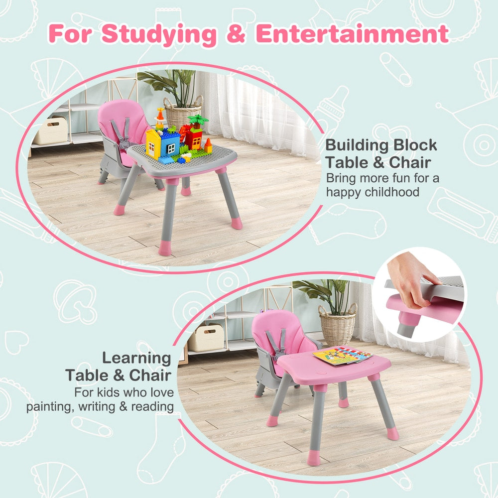 6-in-1 Baby High Chair in Pink