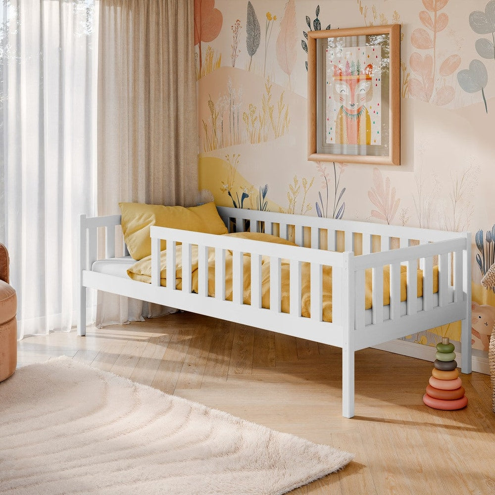 Wooden Single Bed Ada in White Matt