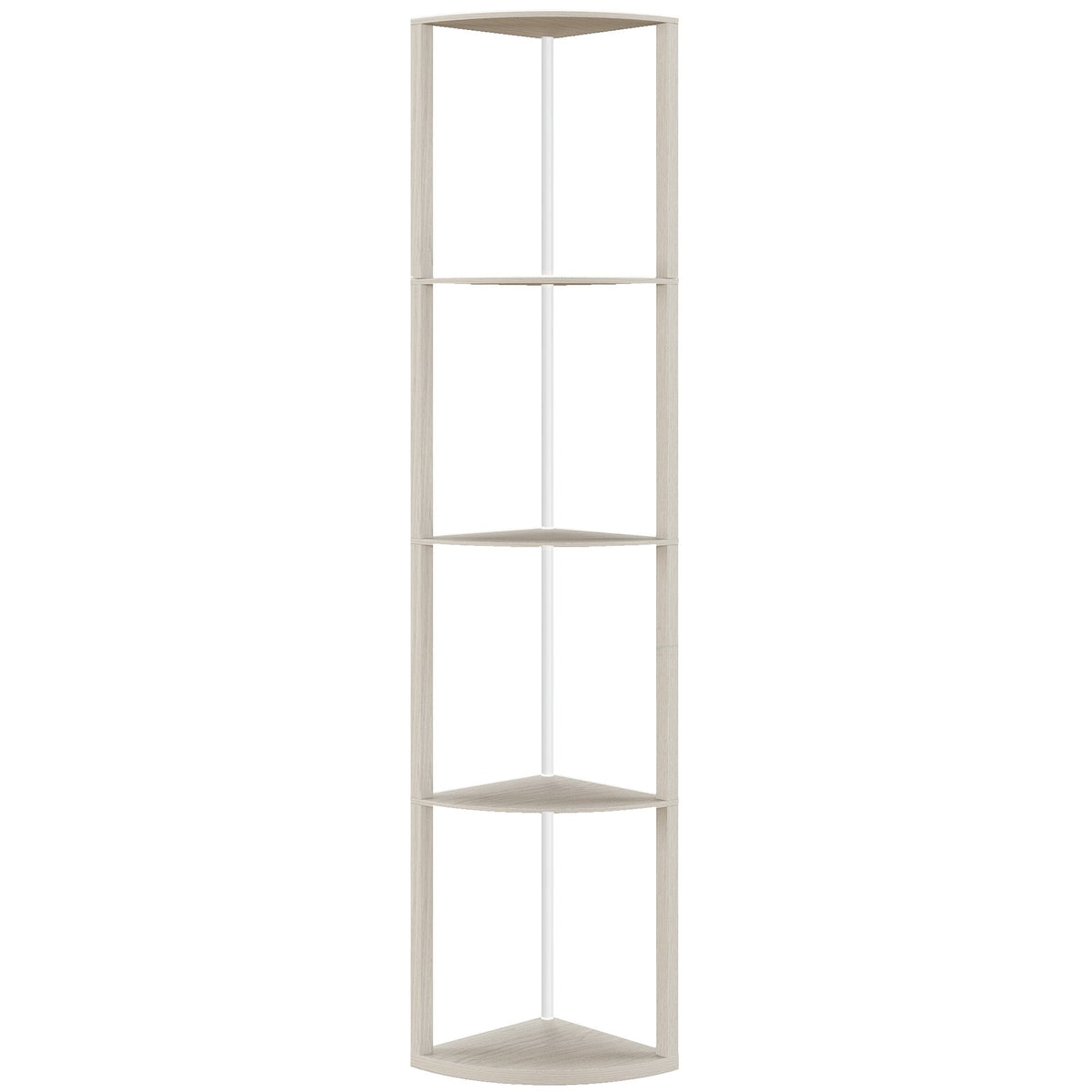 HOMCOM RGB LED Floor Lamp with Shelves, 4-Tier Dimmable Standing Lamp with Remote Control, Oak