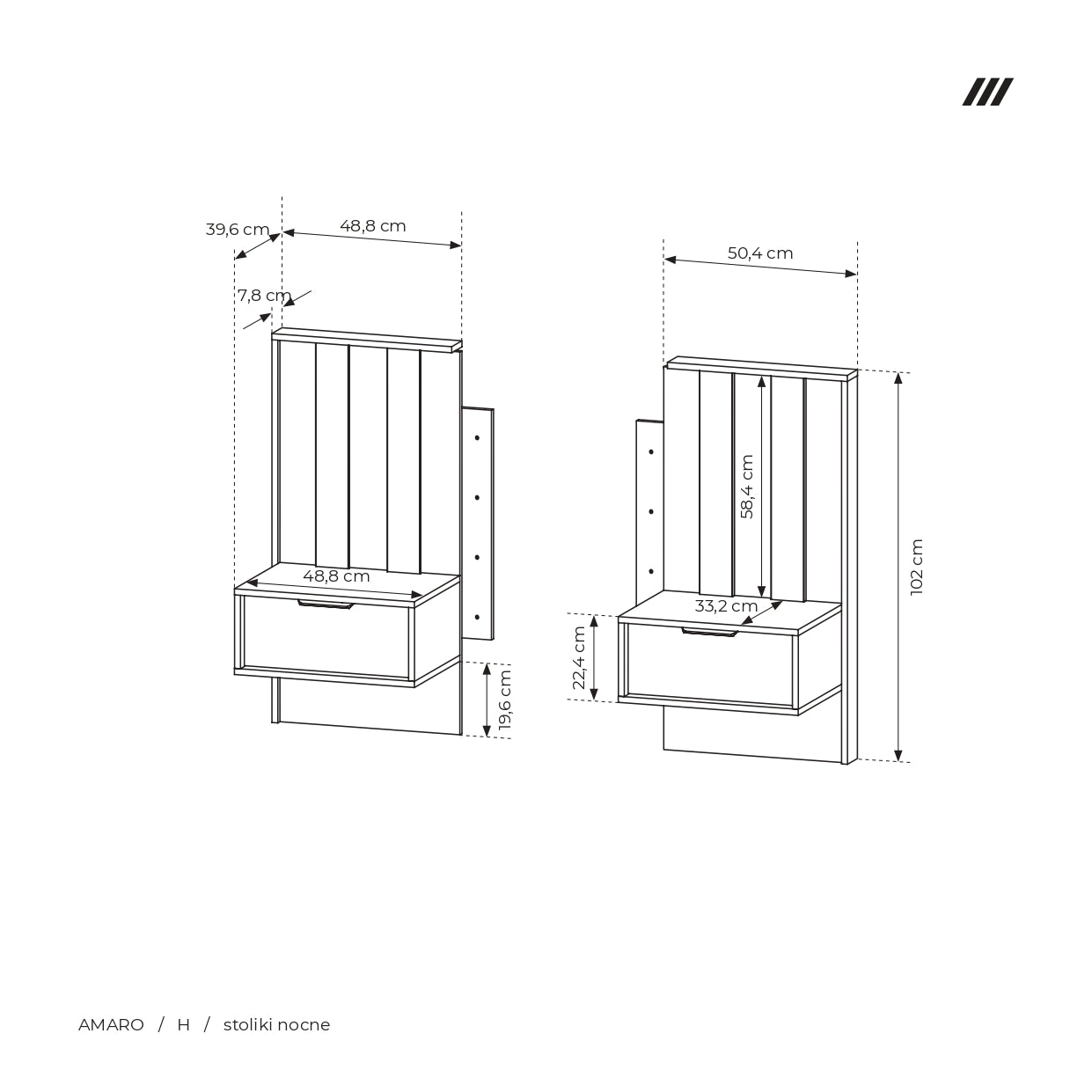 Set of Bedside Tables AMARO Oak Dunin