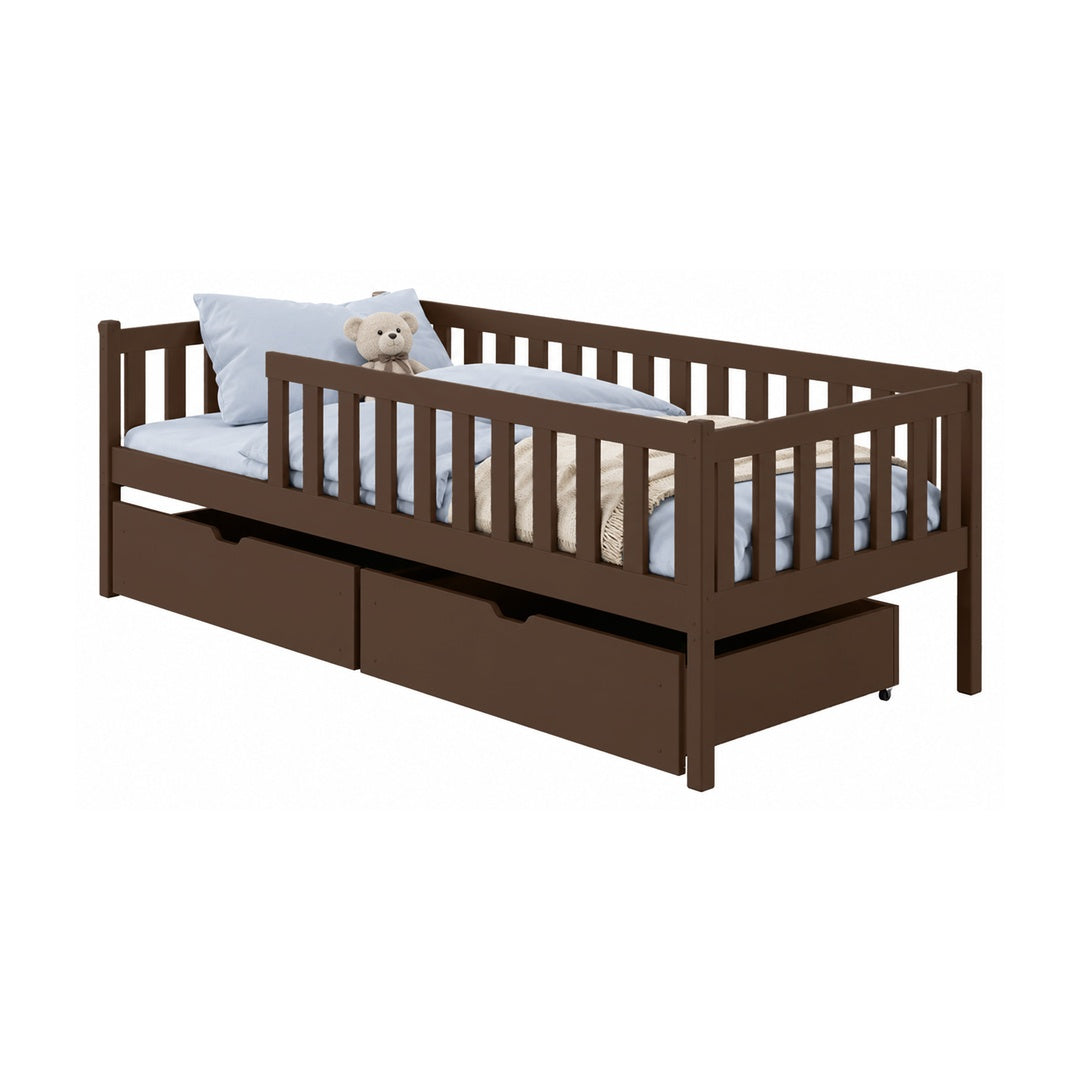Wooden Single Bed Antonio With Storage in Dark Chocolate, image 6