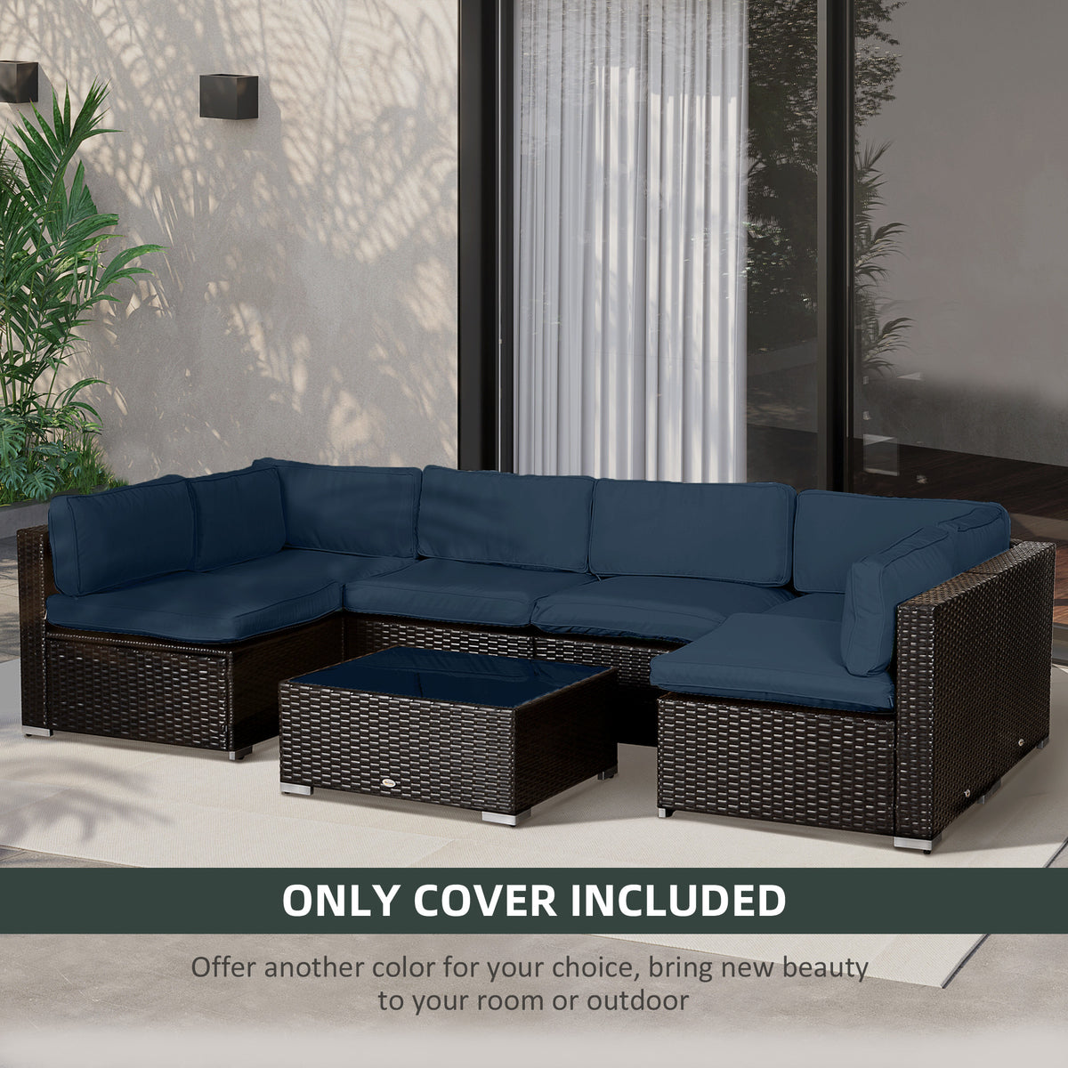 Outsunny Set of 14 Mixed Cushion Covers - Blue
