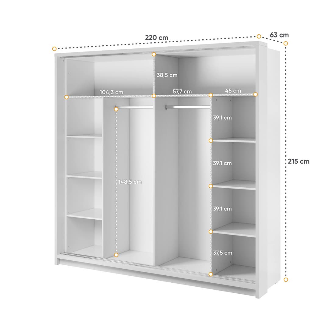 Arti 14 - 2 Sliding Door Wardrobe 220cm - product image 7