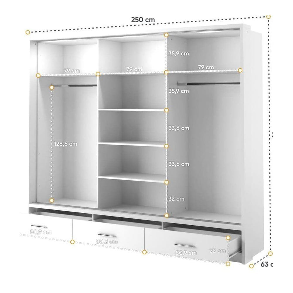 Arti 23 - 3 Sliding Door Wardrobe 250cm - product image 9