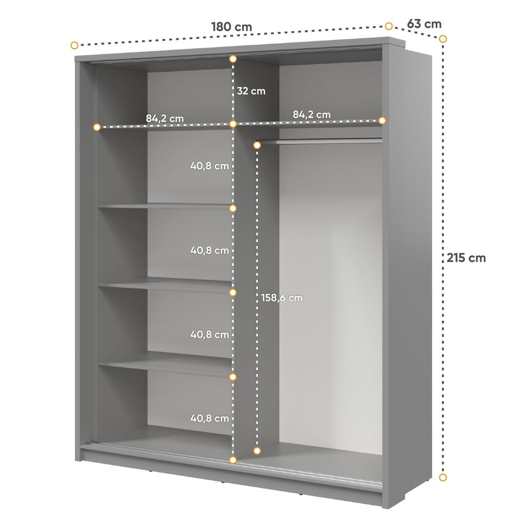Arti AR-25 Sliding Door Wardrobe 180cm - product image 5