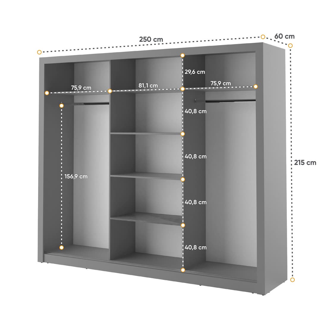 Arti 2 - 3 Sliding Door Wardrobe 250cm