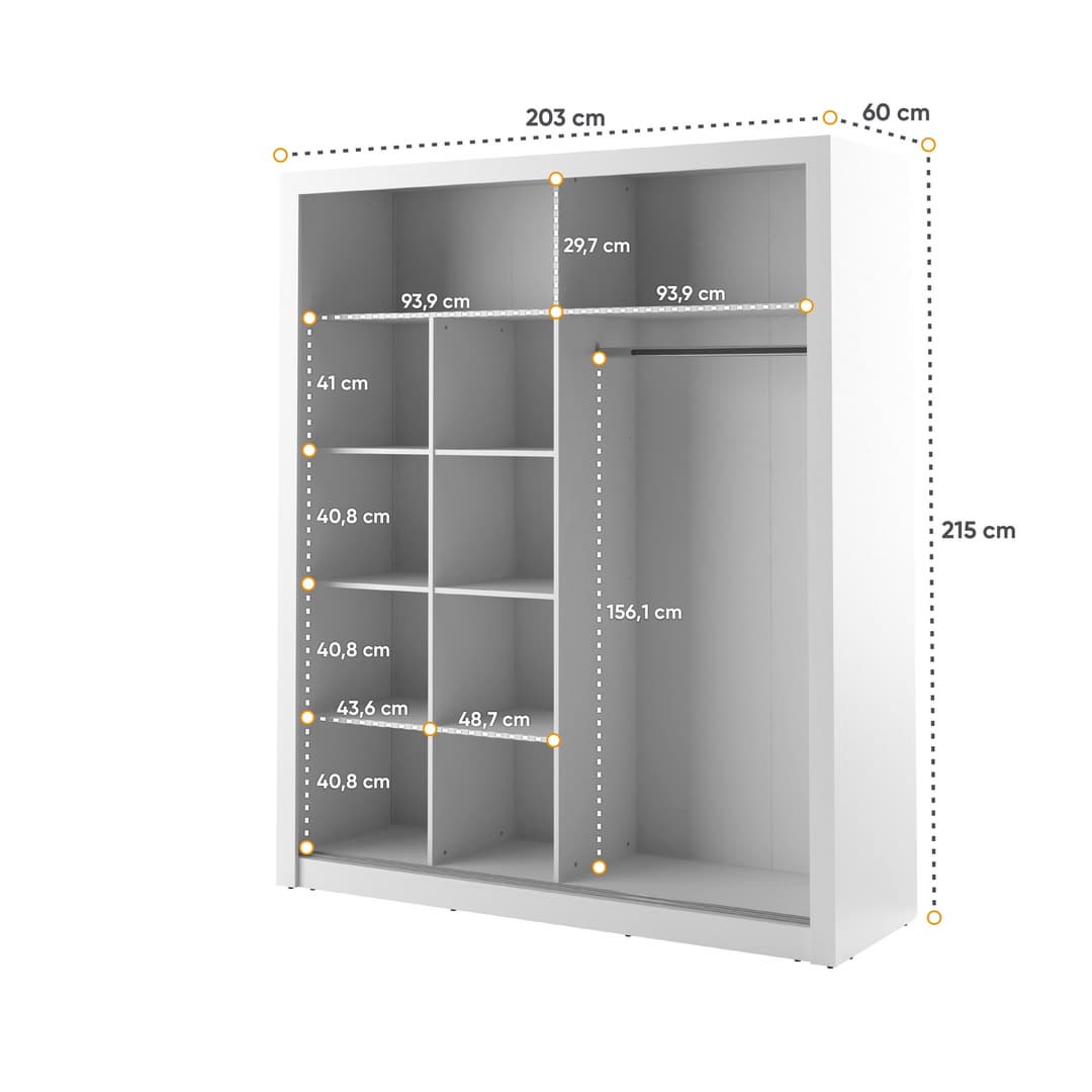 Arti 8 - 2 Sliding Door Wardrobe 203cm - product image 14