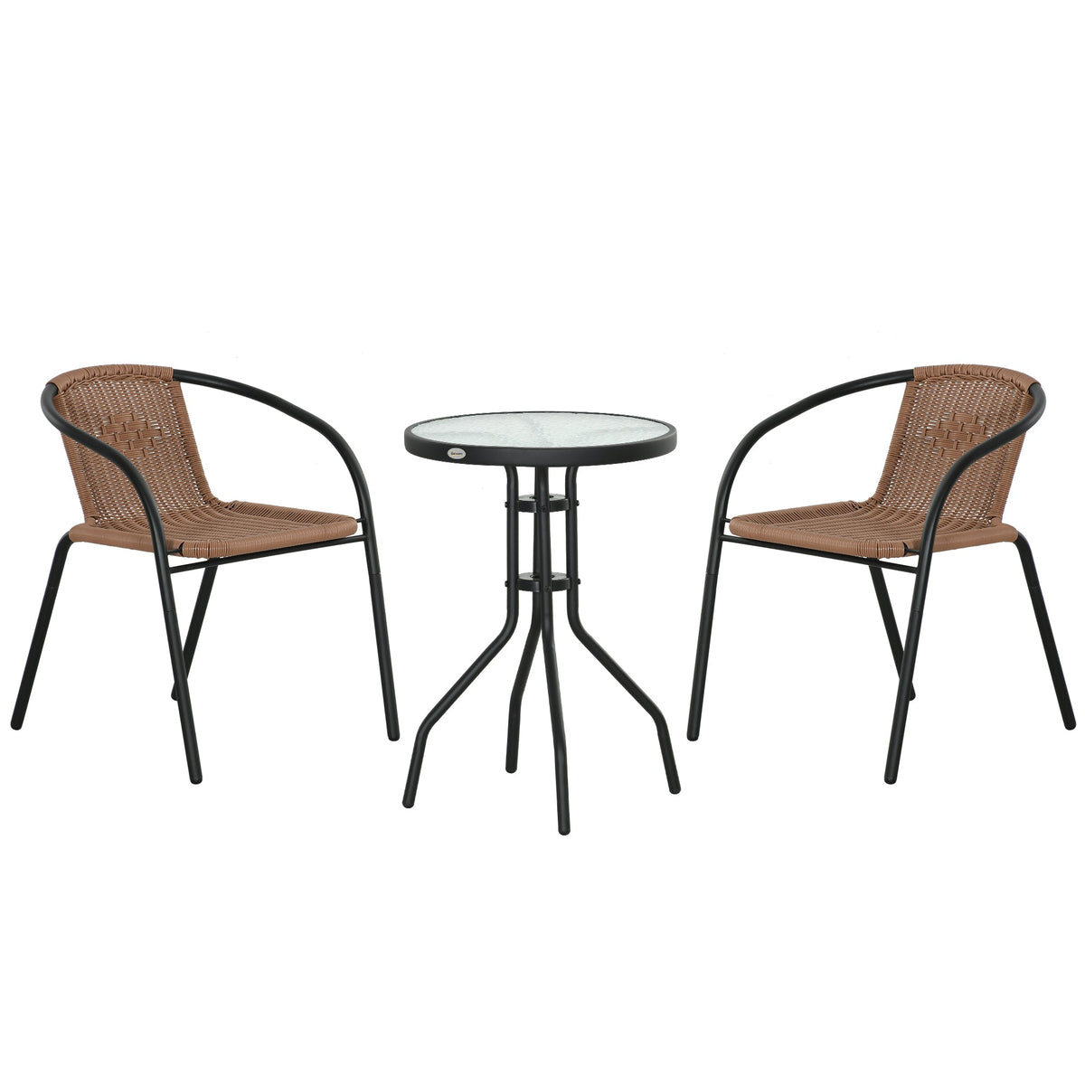 Outsunny 3 Pieces Rattan Bistro Set - Brown
