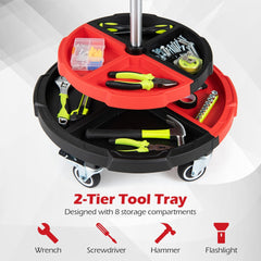 Close up of the tool trays on the rolling mechanic stool