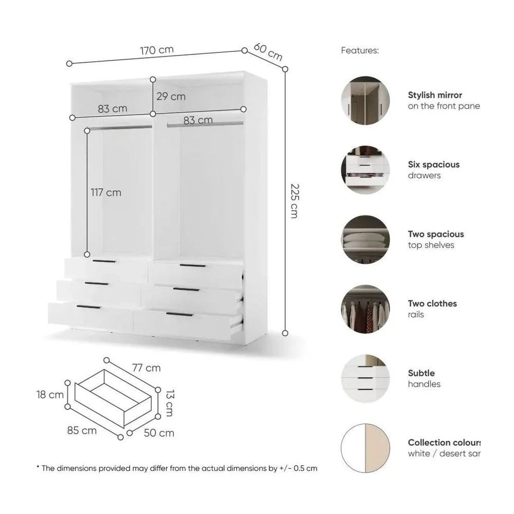 Avera AV-01 Hinged Door Wardrobe 170cm - product image 9