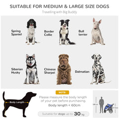 PawHut Foldable Pet Stroller, with Washable Cushion, Storage Bags, Safety Leash, for Medium, Large Dogs, Cats - Blue