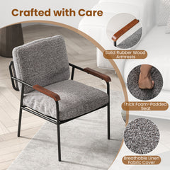 Accent Chair with Back Pillow and Wide Cushioned Seat-Grey