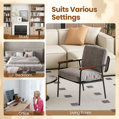 Accent Chair with Back Pillow and Wide Cushioned Seat-Grey