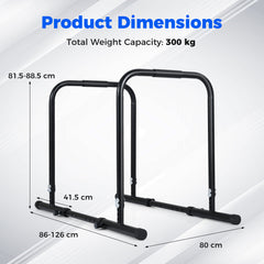 Adjustable Dip Bar Station with 300 KG Capacity and Anti-Slip Foam Grips-Black