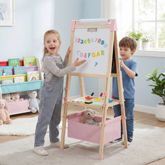 Adjustable Double Sided Kids Wooden Art Easel-Pink