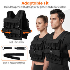 Adjustable Weighted Vest for Men and Women 20 Kg Weight Vest-Black