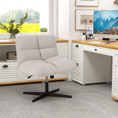 The office chair placed in a home workspace next to a desk and computer monitor