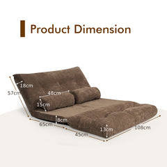 Convertible Floor Sofa Bed with 2 Waist Pillows-Coffee