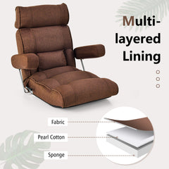 Ergonomic Sofa Lounger Chair with Stepless Adjustment Back-Brown