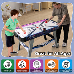 Air Hockey Game Table Powered Hockey Game Table with 2 Pushers and Pucks-White