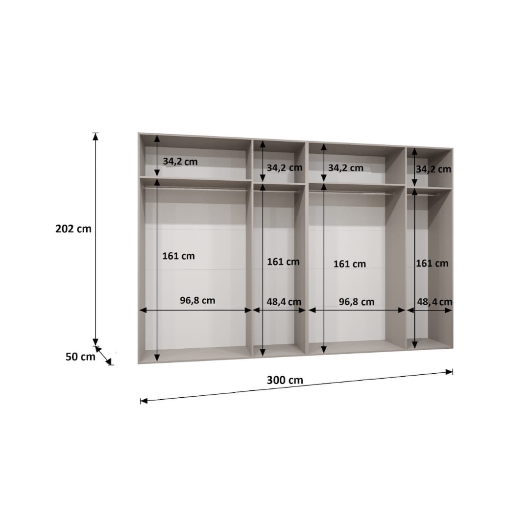 Bari II Hinged Door Wardrobe 300cm