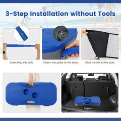 All-In-One Portable Badminton Net Set with Storage Base-Blue