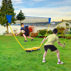 All-In-One Portable Badminton Net Set with Storage Base-Yellow