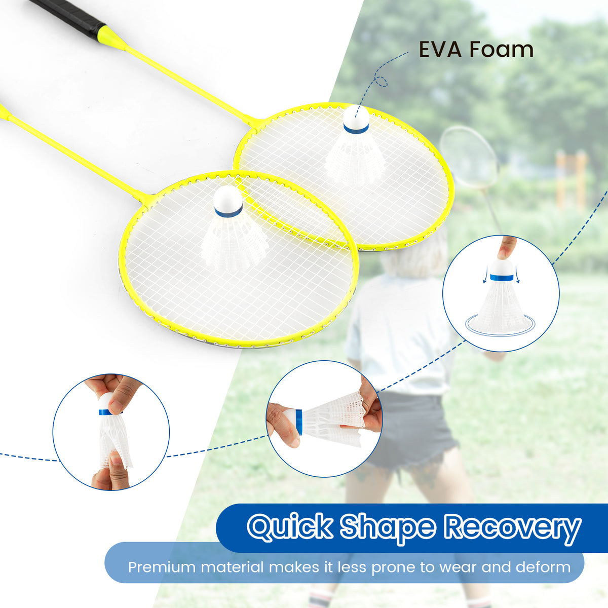All-In-One Portable Badminton Net Set with Storage Base-Yellow