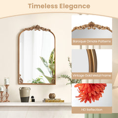 Antiqued Gold Wall Mirror with Baroque Ornate Frame-S