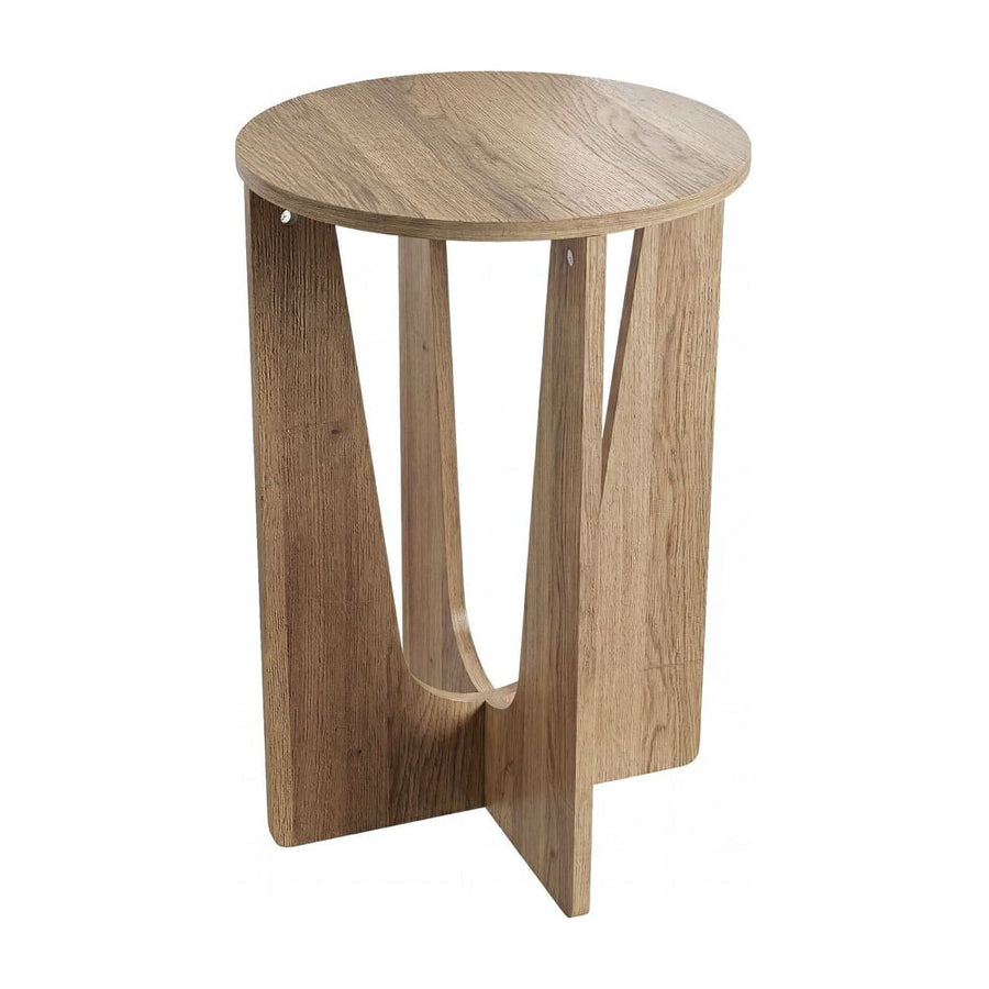 HOMCOM End Table Compact Round Side Table with Curved Legs in Coffee Wood Effect