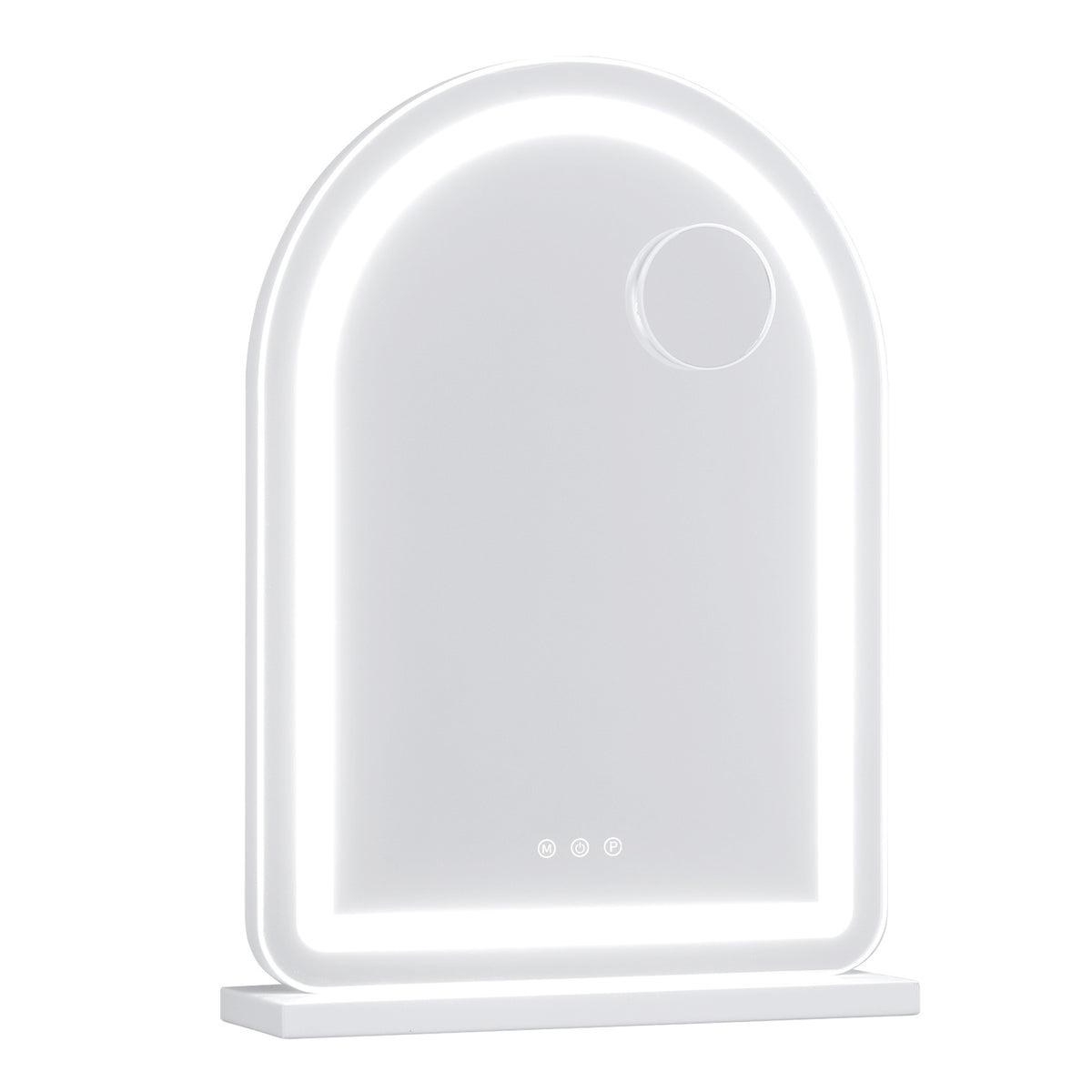 Arched Vanity Mirror with LED Lights and Removable Magnify Mirror for Makeup-White