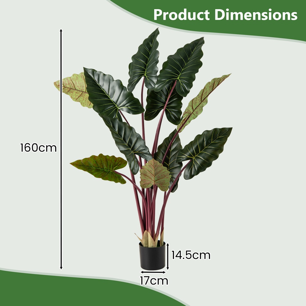 Diagram showing the dimensions of the artificial taro tree