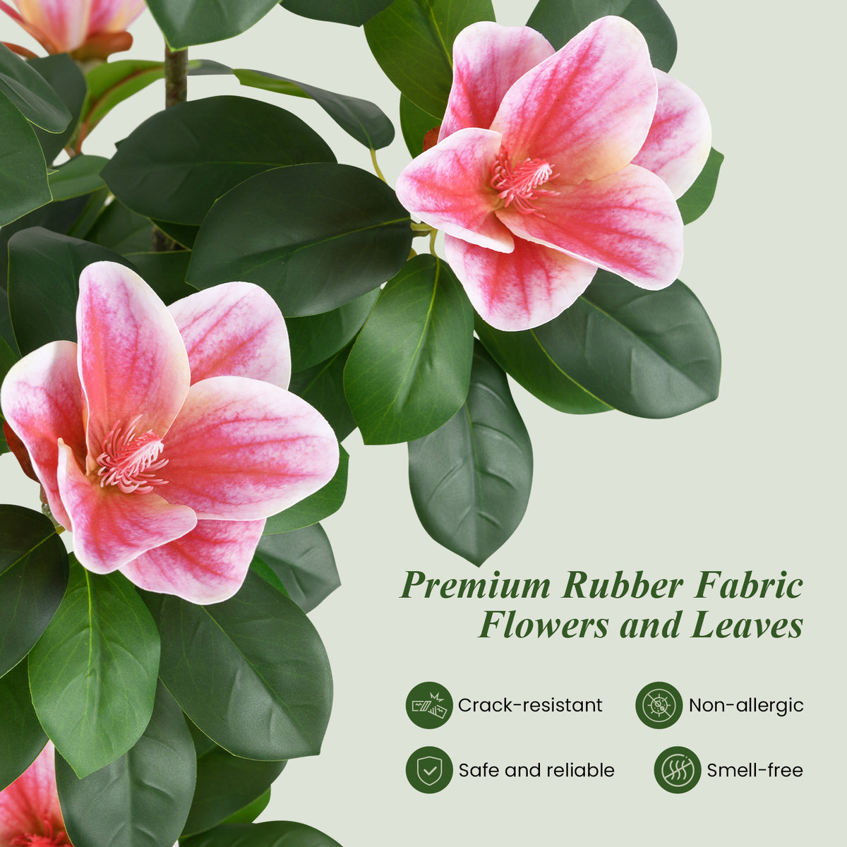 Artificial Magnolia Tree Faux Flower Plant in Nursery Pot-Pink