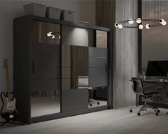 Graphite Mirrored Sliding Door Wardrobe 250cm – LEIGHTON